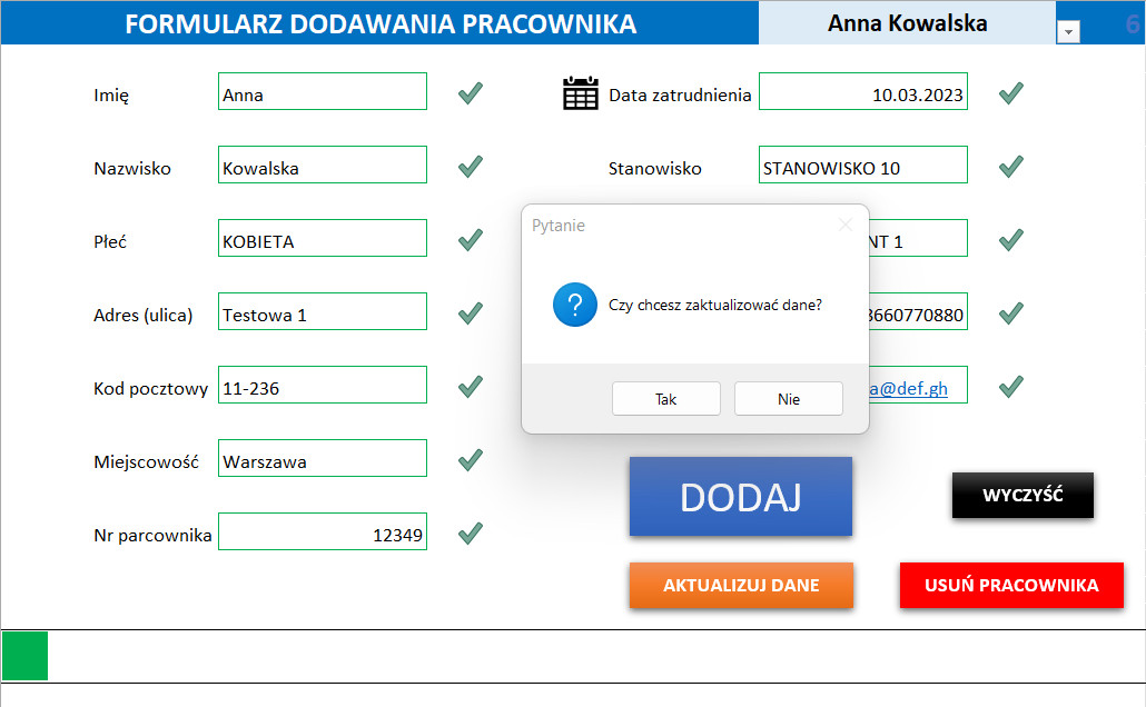 Nowoczesny formularz do wprowadzania danych – zarządzanie wpisami