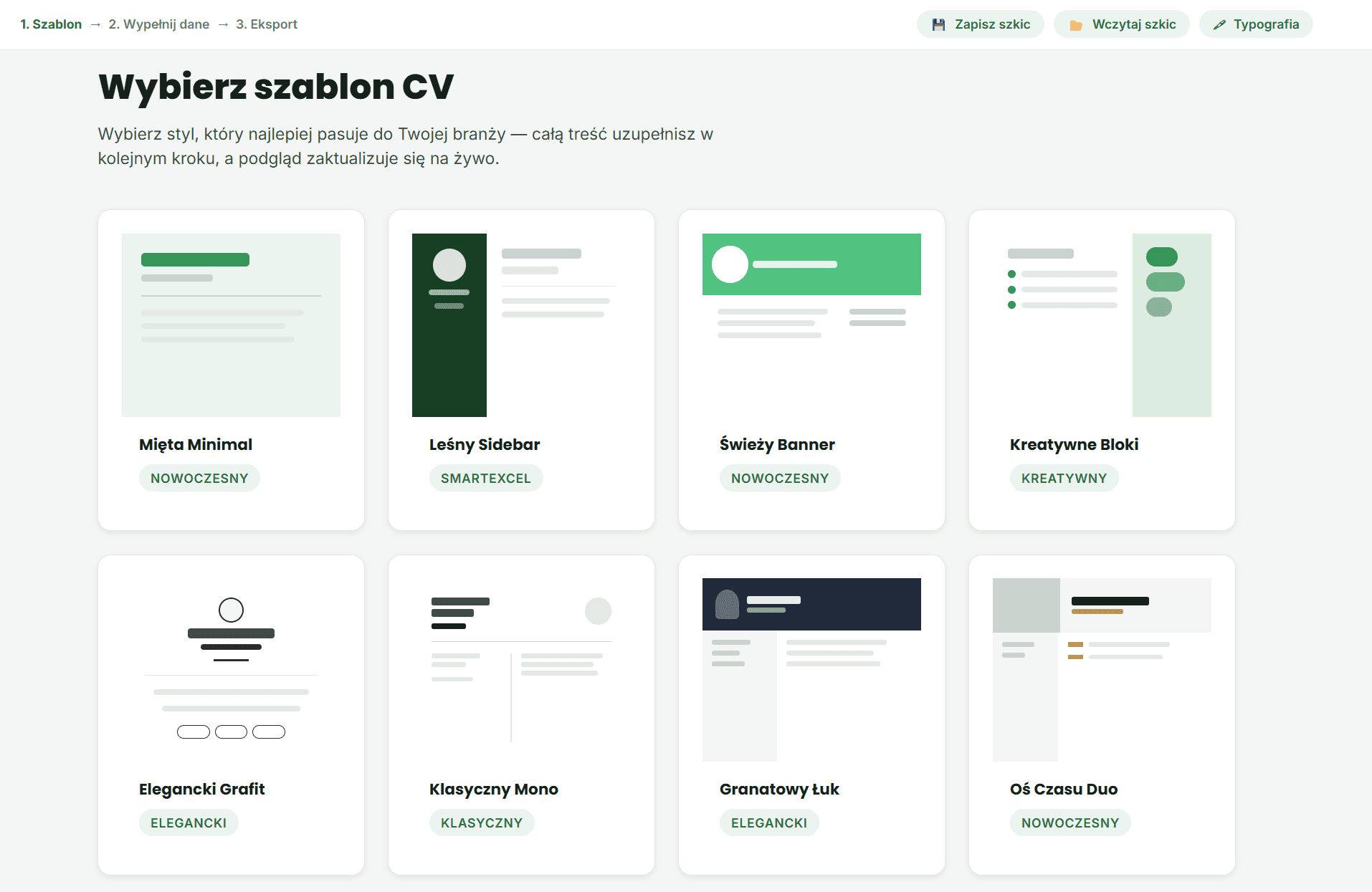 8 szablonów CV do wyboru
