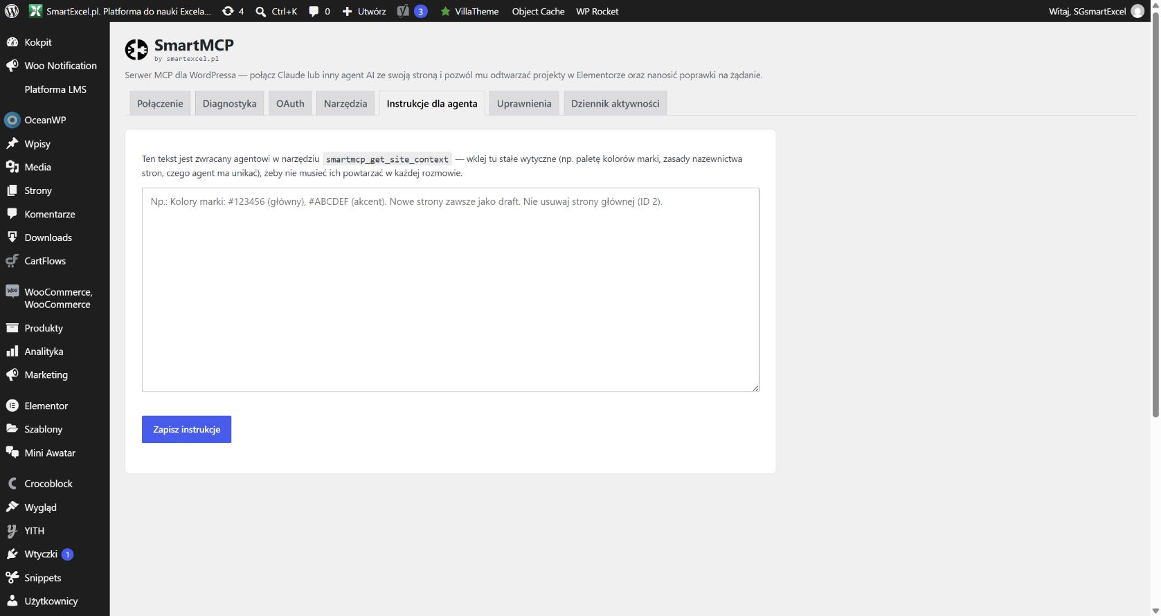 Instrukcje dla agenta w SmartMCP