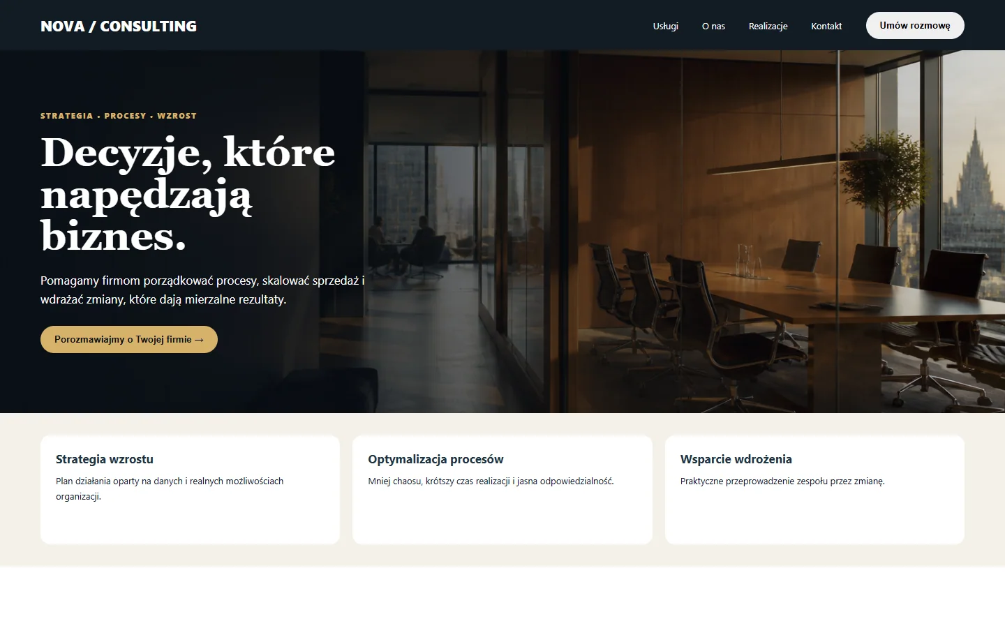 Efekt symulacji: gotowa strona kawiarni zbudowana w WordPressie